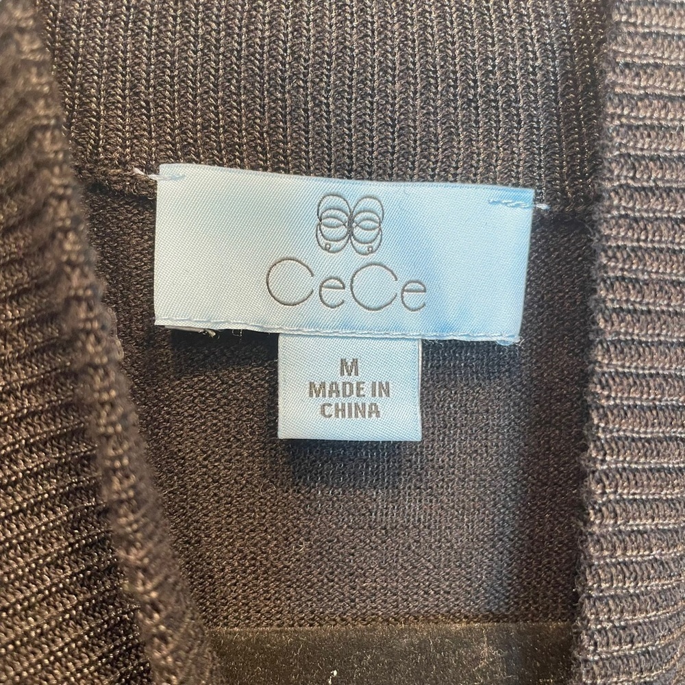 CeCe Bow Sleeve Sweater Dress Rich Black Medium New - Picture 7 of 9